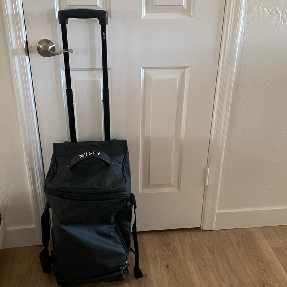 Delsey rolling duffel bag.